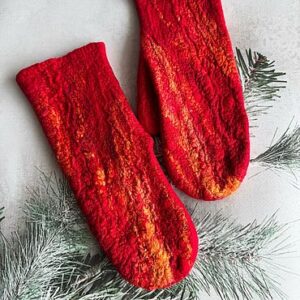 Варежки валяные «Пламя»