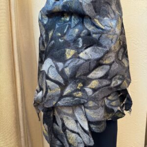 Палантин валяный Серый с золотом